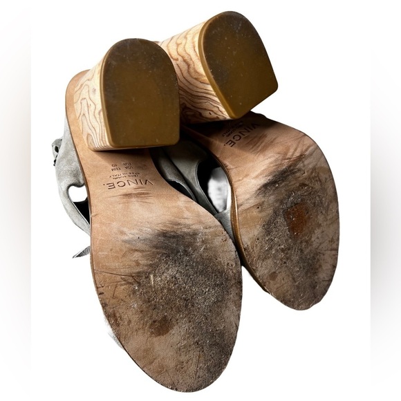 Vince Helena Wooden Block Heel Suede Sandal Size 10 - Picture 6 of 9